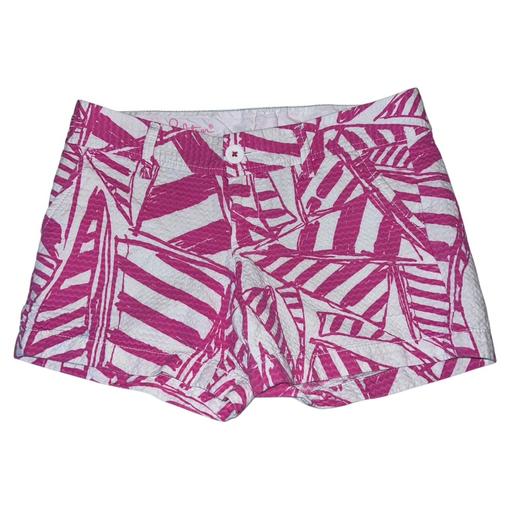 Lilly Pulitzer Callahan Short Pink and White Yacht Sailboats Size 00